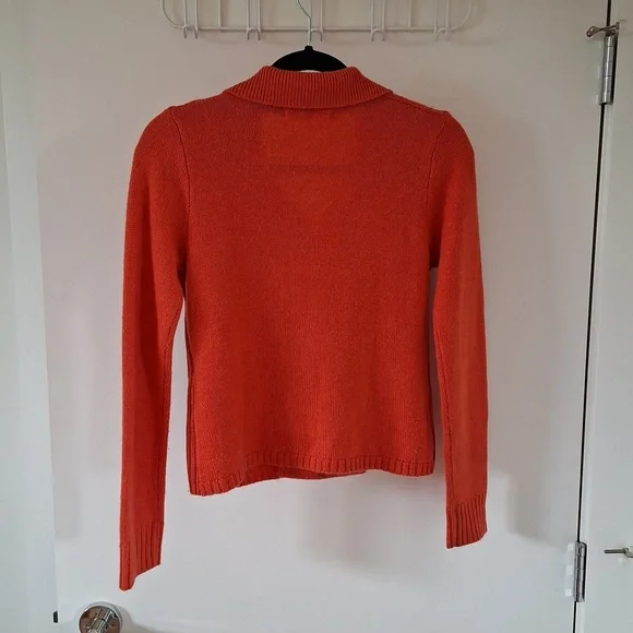 Michel Rene Women's Orange Double-Breasted Wool/Angora-blend Cardigan (Size M) - Picture 2 of 9